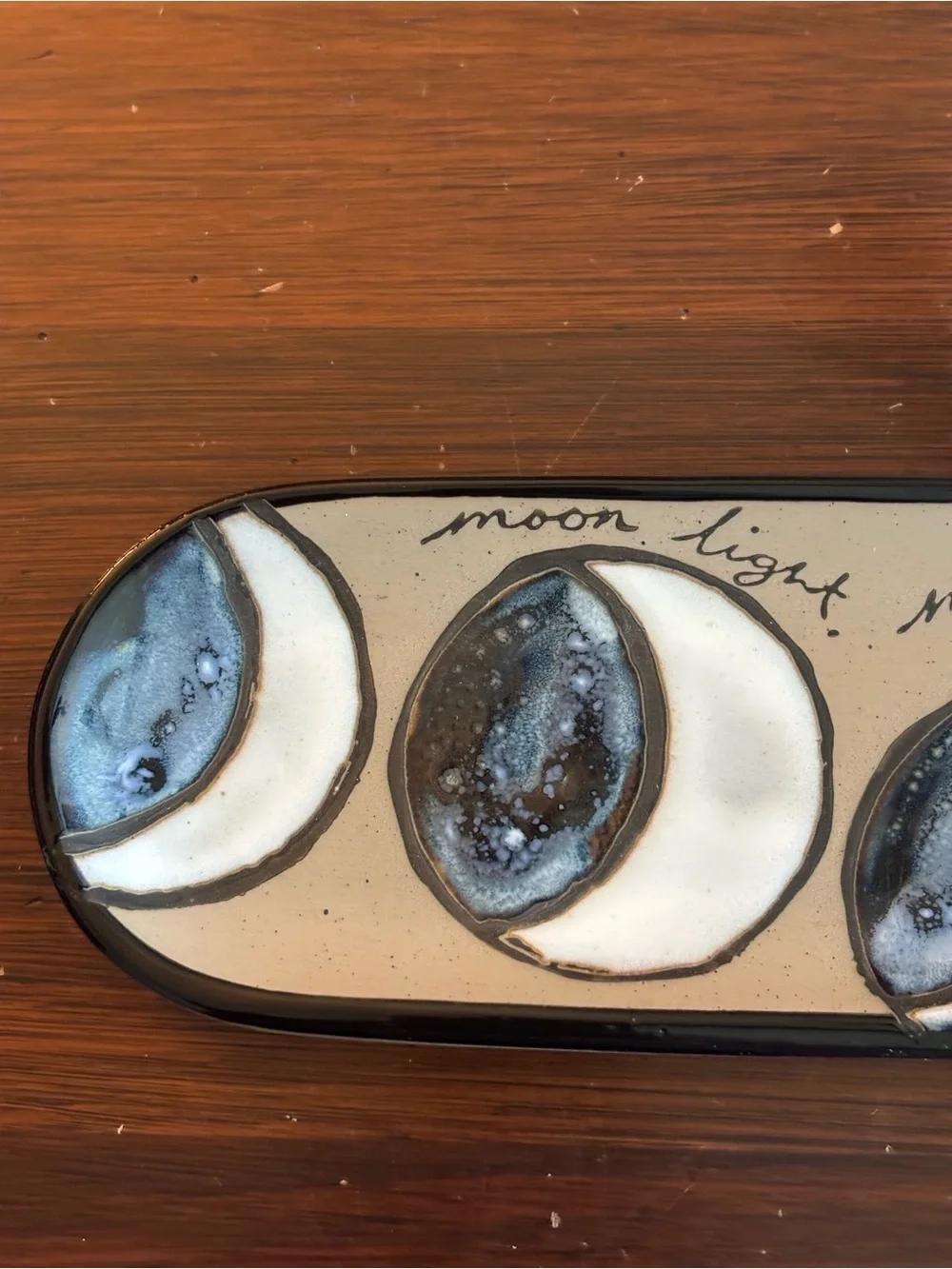 Anthropologie Moon Light 10 1/2” Long Hand Painted Stoneware Trinket Dish